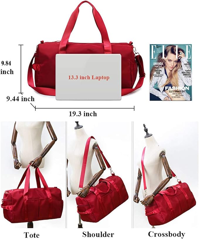 ZUEVI Sports Gym Bag for Men or Women Waterproof Weekender Travel Duffel Bag with Shoes Compartment Dry and Wet Separation for Training Swim Yoga (Beige)