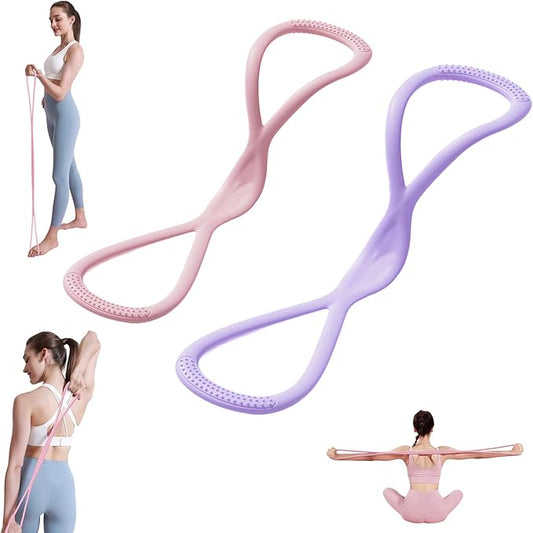 2PC Figure 8 Exercise Bands for Women Men, Victoriousact Resistance Bands, Fullbody Yoga Pulling Rope with Handles for Glutes, Back, Chest Expander Strap
