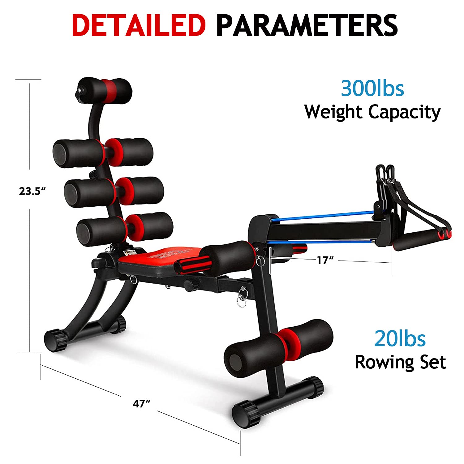 BODY RHYTHM 22 in 1 Wonder Master Core & Abdominal Workout Equipment, Foldable & Adjustable Rowing