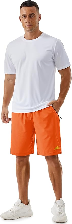 TACVASEN Men's Running Athletic Shorts 9" Quick Dry Workout Gym Shorts Lightweight Summer Shorts 3 Zipper Pockets