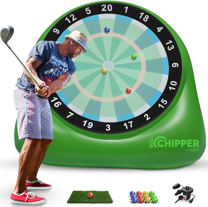 SWOOC Games® – Bull Chipper™ | Giant Golf Darts (Over 6ft Tall) w/ 10+ Golf Games | Backyard Game with Air Pump | Yard Game for Adults | Giant Outdoor Fun for Adults and Family | Outside Activity