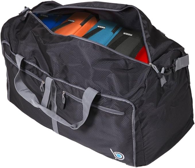 Bago Foldable Duffel Bags for Traveling Women & Men - 60L Medium Packable Duffle Bag for Travel with Shoe Compartment - Water Repellant, Heavy Duty, Lightweight Folding & Collapsible (Green)