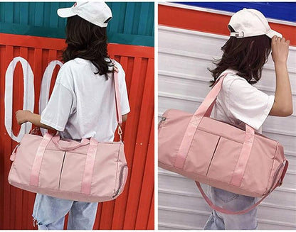 KARRESLY Sports Gym Bag for Women Travel Duffel Bag with Wet Pocket and Shoes Compartment for Training Swim Yoga(Pink)