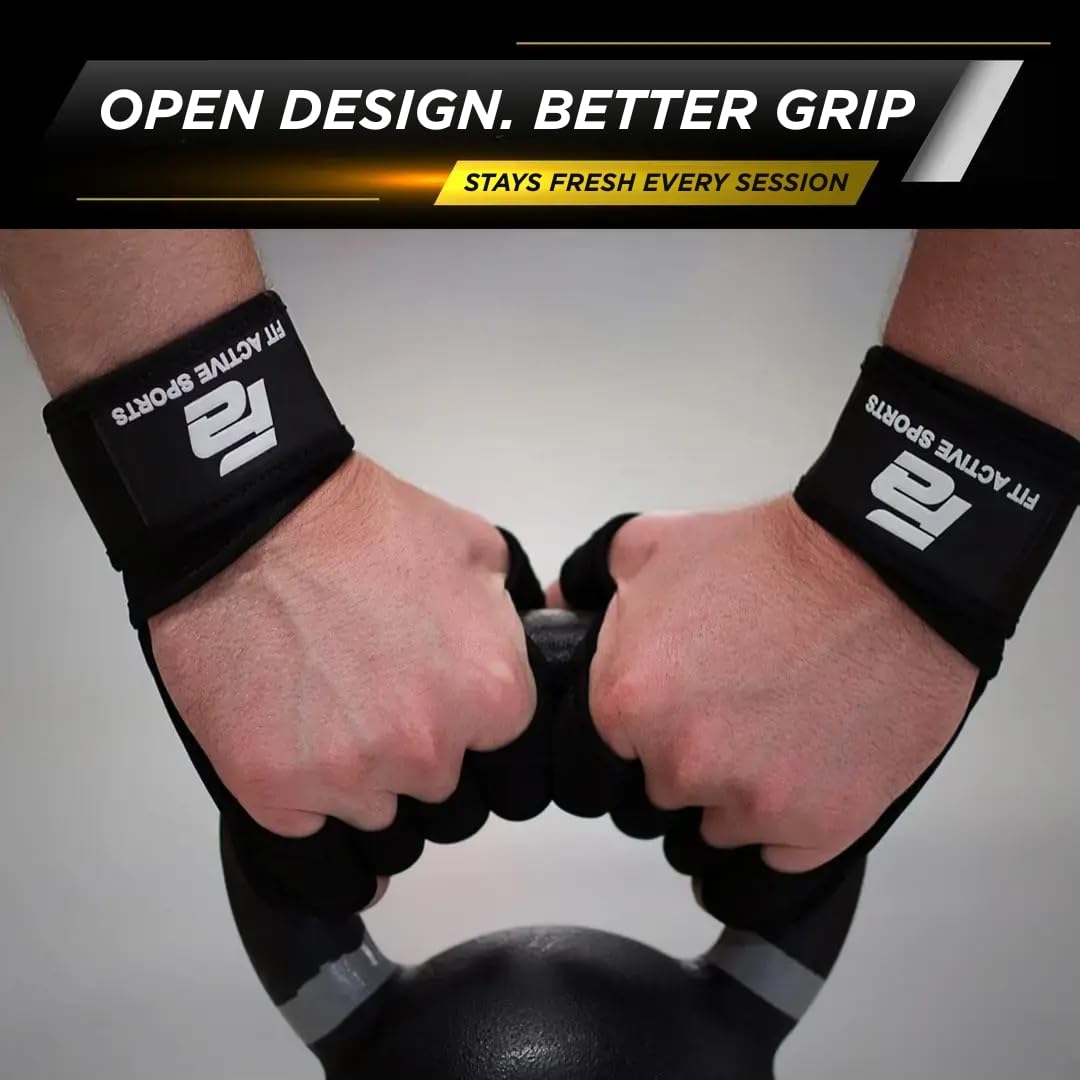 Fit Active Sports Weight Lifting Workout Gloves with Built-in Wrist Wraps for Men and Women - Great