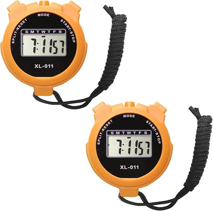 2-Pack Multi-Function Electronic Digital Sport Stopwatch Timer, Large Display with Date Time and Alarm Function, Sports Coaches Fitness Coaches and Referees Orange