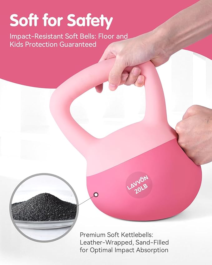 Soft Kettlebell - Cushioned Impact-Resistant Base and Anti-Slip, Kettle bell Anti-Slip Grip Weight for Home Workouts, Safe Strength Training Kettlebells Sets for Women & Men, With Non-slip Gloves
