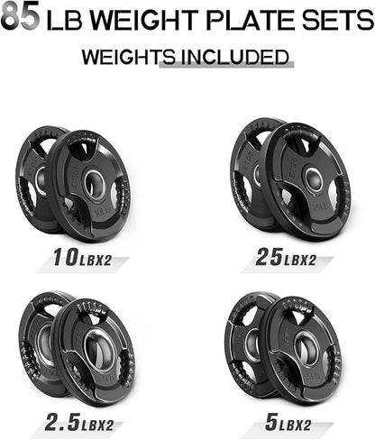 RitFit Olympic Rubber Grip Plates for Barbell, 2-Inch Weight Plates for Weightlifting and Strength Training in Home & Gym, Single, Pair and Sets(2.5/5/10/25/35/45 LB)