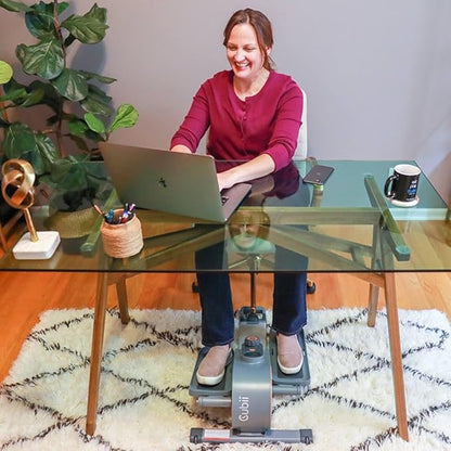 Cubii GO - Under Desk Elliptical Bike Pedal Exerciser, with LCD Fitness Tracker Screen, Adjustable Resistance, Work from Home Fitness, Built-in Wheels and Portable Expanding Handle