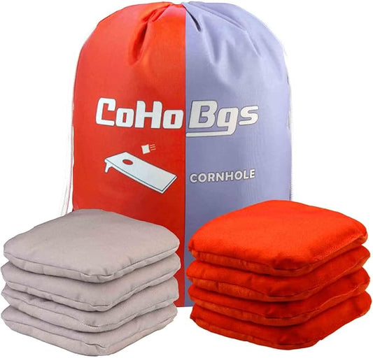 CoHoBgs Corn Hole Bags Set 8, Professional Cornhole Bags Dual-Sided Slick & Stick Resin Filled