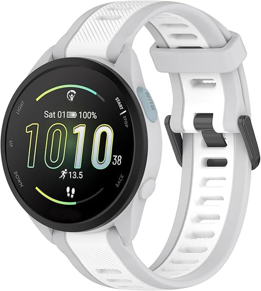 Compatible with Garmin Forerunner 165 Watch Band, 20mm Width Silicone Replacement Bands for Garmin Vivoactive 3 / Vivoactive 5 / Forerunner 55, 245, 645 Music Smartwatch