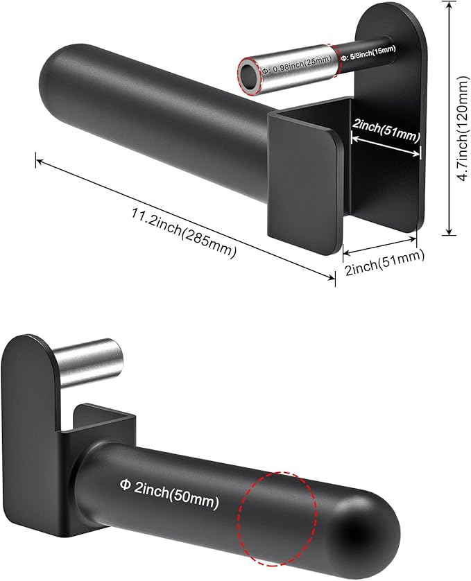 Kipika Weight Plate Holder for 2x2 and 3x3 Power Rack - Attachment for Storage - Fits Standard 1-inch or Olympic 2-inch Plates - Set of 2