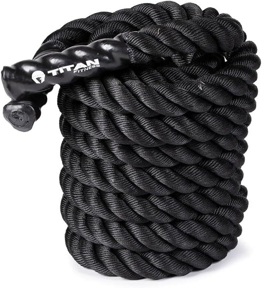 Titan Fitness Battle Rope 50ft x 2in, Poly Dacron Heavy Rope for Home Gym Conditioning Workouts, Cross-Train, Strength Training Exercises