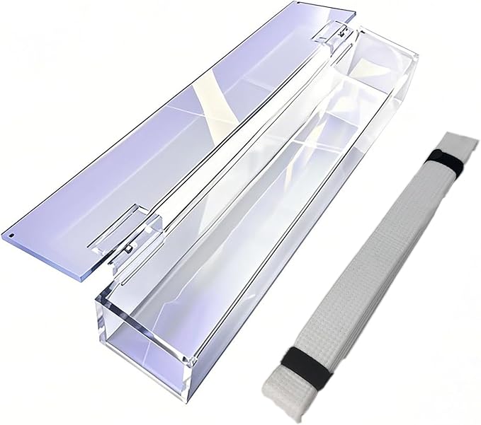 Acrylic Flip-Top Martial Arts Belt Display Case – Clear Plastic Cover with Wood Base for Karate, Taekwondo, Judo, Jiu Jitsu Belts – Tabletop Dojo Showcase & Home Decor Organizer