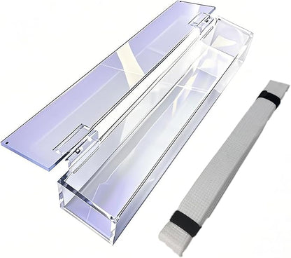 Acrylic Flip-Top Martial Arts Belt Display Case – Clear Plastic Cover with Wood Base for Karate, Taekwondo, Judo, Jiu Jitsu Belts – Tabletop Dojo Showcase & Home Decor Organizer