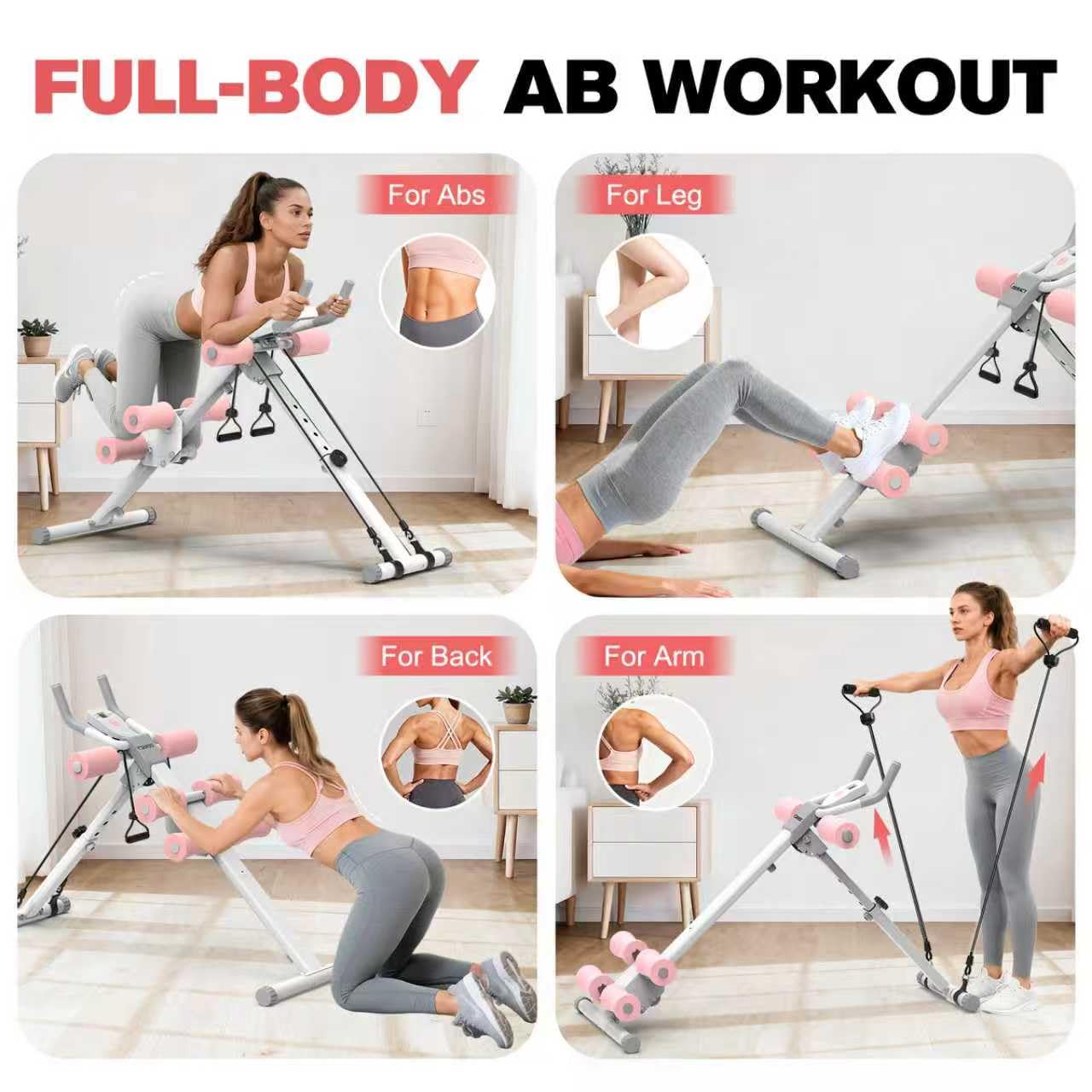 DERACY Ab Workout Machine Adjustable Ab Trainer Abdominal Trainer for Home Gym Foldable Ab Crunch