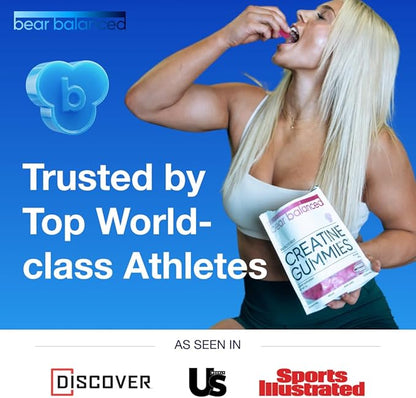 Creatine Gummies for Men & Women - Creapure® Creatine Monohydrate, L-Theanine, L-Tyrosine & B12 for Muscle Growth, Strength, Focus, Energy & Health - Low Calorie, Sugar-Free, & Vegan