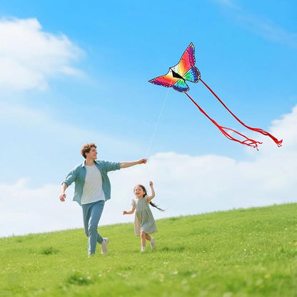Butterfly Kites for Kids and Adults Easy to Fly, Single Line Beach Kite for Boys & Girls, 55’’ x 28’’ Butterfly for Teens Comes with 300 FT String Handle