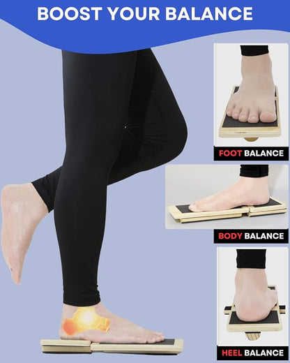 Ankle Strengthener, Single Leg Balance Board for Ankle Rehab, Foot Trainer for Mobility, Foot Stretcher for Sprained Ankle, Balancing Wobble Board, Posture Board, Arch Trainer with Brace