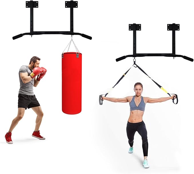 Wall Mounted Pull up Bar Multifunctional Chin up Bar Strength Training Pull-up Bar for Indoor Home Gym Fitness, Supports to 440 Lbs…