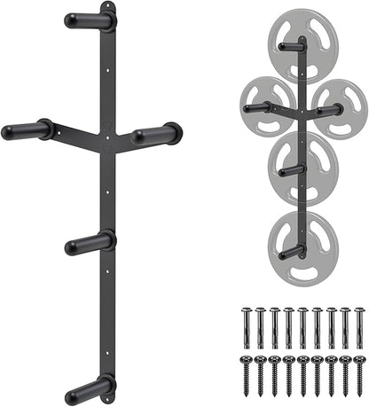 "Kipika Weight Plate Storage Rack - Wall Mounted Weight Plate Holder with Durable Steel Construction Organizer for Olympic Plates, 1000lb Capacity, Space-Saving for Home Gym"