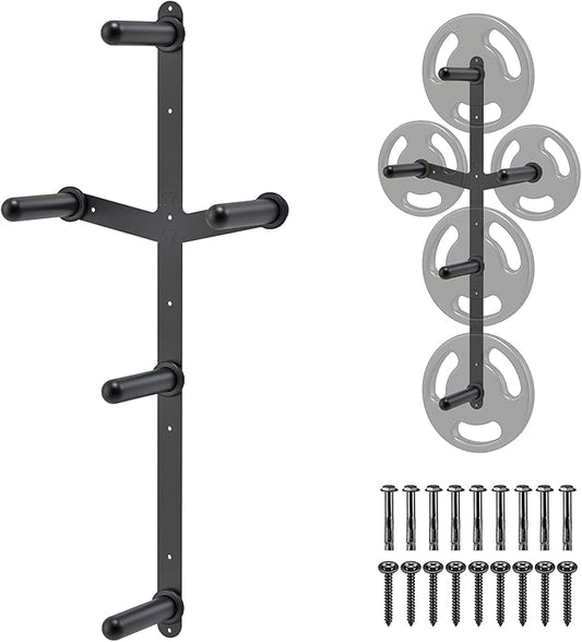 "Kipika Weight Plate Storage Rack - Wall Mounted Weight Plate Holder with Durable Steel Construction Organizer for Olympic Plates, 1000lb Capacity, Space-Saving for Home Gym"
