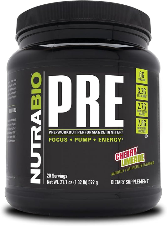 NutraBio PRE Workout Powder - Old Formula- Sustained Energy, Mental Focus, Endurance - Beta