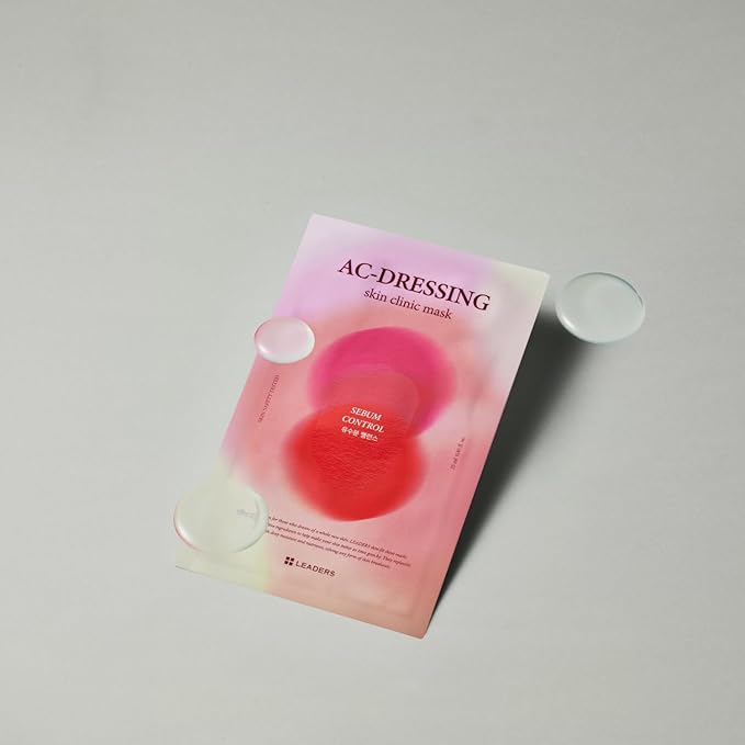 LEADERS AC-Dressing Skin Clinic Mask ??Soothing and Calming Sheet Mask for Sensitive, Acne-Prone Skin ??Helps Reduce Redness & Irritation, Hydrates, and Balances Skin, Sebum Care Mask ??10 Sheets