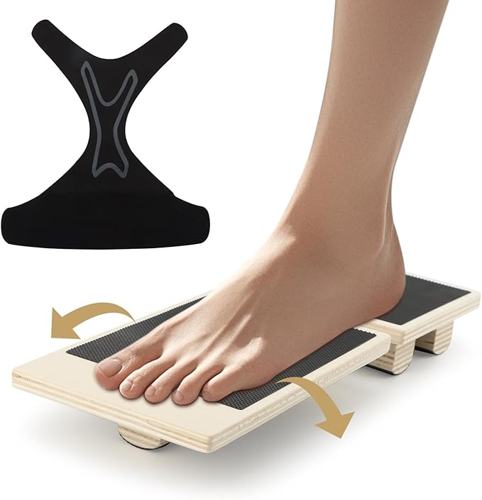 Ankle Balance Board Foot Strengthener, Single Foot Balance Board with 1 pair Ankle-protectors for Relieving Sprained Ankle/Stability Training/Posture Corrector