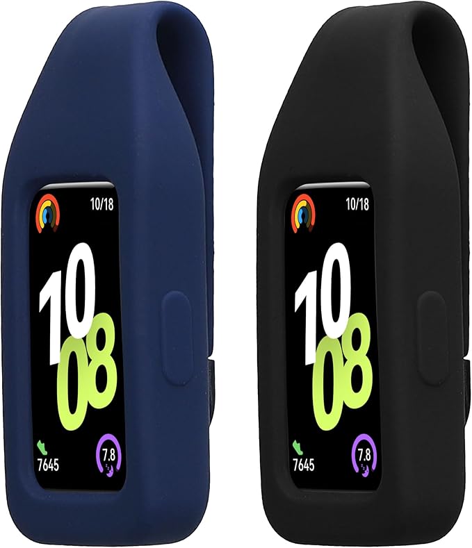 kwmobile 2X Clip Holders Compatible with Huawei Band 10/9 / 8 - Clip-On Holder Replacement Set - Black/Dark Blue