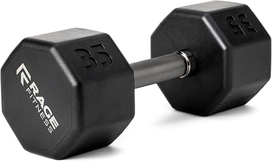 Rubber Coated Dumbbells - No Roll Design Easy-Grip Steel Knurled Handle, Weights Dumbbells Set for Strength Training - Ideal Weights Set for Home Gym - 10-60 LBS SOLD INDIVIDUALLY