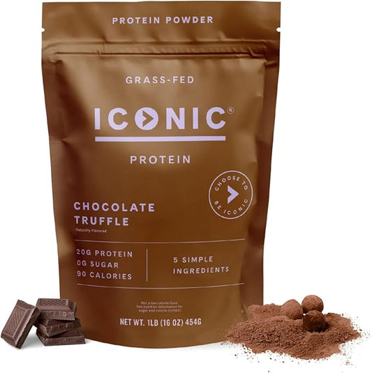 ICONIC Protein Powder, Chocolate Truffle - Sugar Free, Low Carb Protein Powder - Lactose Free