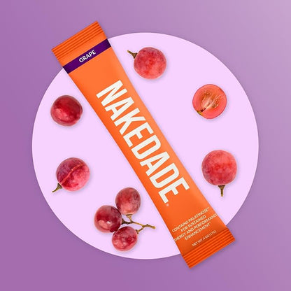 Nakedade Grape – Performance Enhancing Sports Drink Powder - Electrolyte Powder – No GMOs or Artificial Sweeteners, Gluten-Free, Soy-Free, Dairy-Free – 16 Sticks