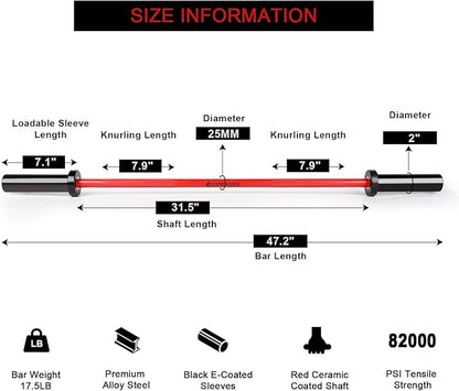 LIONSCOOL Premium 4ft/4.9ft/6ft Barbell for Strength Training and Olympic Weightlifting, 2 Inch Bar for Squats, Curls, Deadlifts, Presses, Hip Thrusts, 350lbs/500lbs/700lbs Weight Capacity