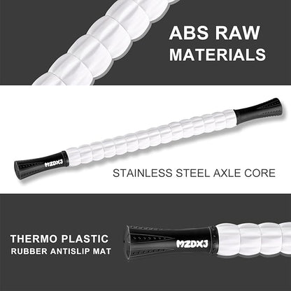 MZDXJ Muscle Roller Stick for Athletes - Deep Tissue Fascia Blaster & Roller Massager for Myofascial Pain Relief - Handheld Physical Therapy & Recovery Tool(-Black White-24 inch)