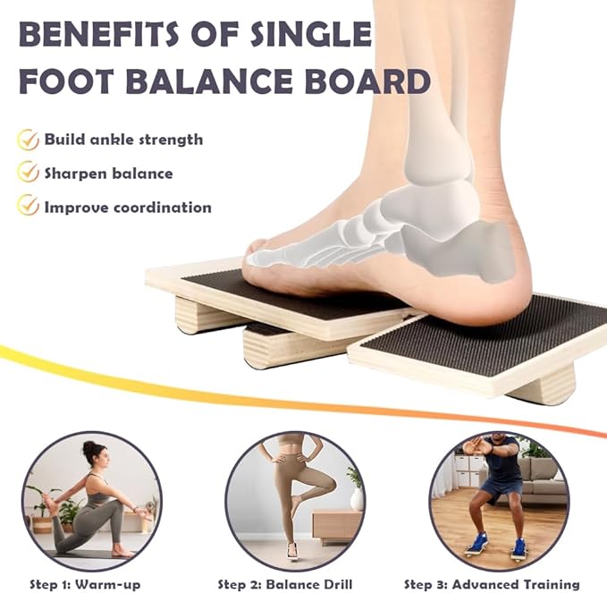 Single Leg Balance Board for Ankle Rehabilitation & Strength Training | Physical Therapy Equipment for Plantar Fasciitis, Sprained Ankles, Achilles Recovery