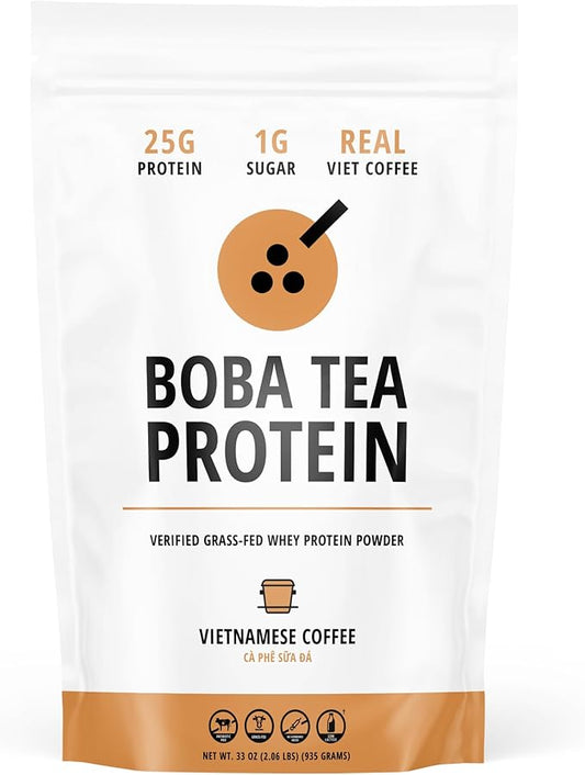 Boba Tea Protein Vietnamese Coffee | 25g Grass-Fed Whey Protein Isolate Powder | 112mg Caffeine |