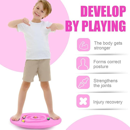 Maze Balance Board for Kids Plastic Wobble Rocker Balance Board with Mini Balls Load 170lb for Balancing Exercise Equipment Game Girls Boys Physical Therapy, 18.5 x 14.57 Inches