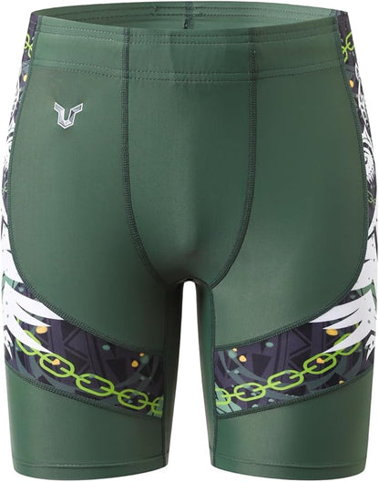 HUGE SPORTS Men's Rash Guard Swim Shorts Compression Swimming Jammer Cool Dry Active Swimsuit Workout Shorts Sports Tights
