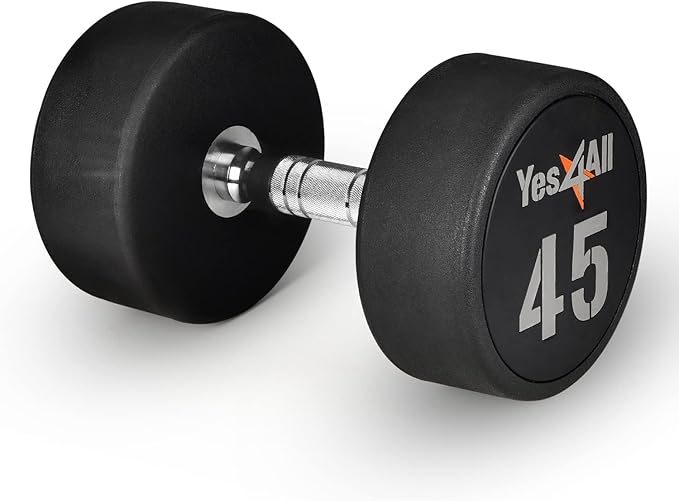 Yes4All Urethane Dumbbell with Anti-Slip Knurled Handle 5-50 LB for Muscle Building - Sold Individually