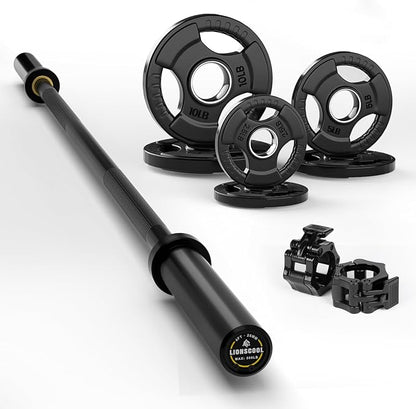 LIONSCOOL Premium 4ft/4.9ft/6ft Barbell for Strength Training and Olympic Weightlifting, 2 Inch Bar for Squats, Curls, Deadlifts, Presses, Hip Thrusts, 350lbs/500lbs/700lbs Weight Capacity