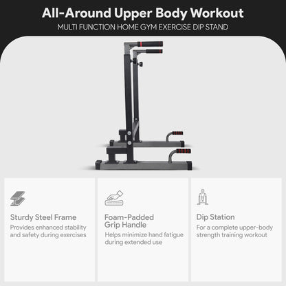 BalanceFrom Steel Frame Dip Station with Adjustable Height, 500 lb Capacity