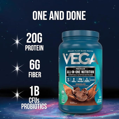 Vega All in One Nutrition Organic - 20g Plant-Based Pea Protein, French Vanilla, 43 Servings, Vitamins A & C, Probiotics, Greens, Vegan, Keto, Gluten Free, 3.63lbs (Packaging May Vary)