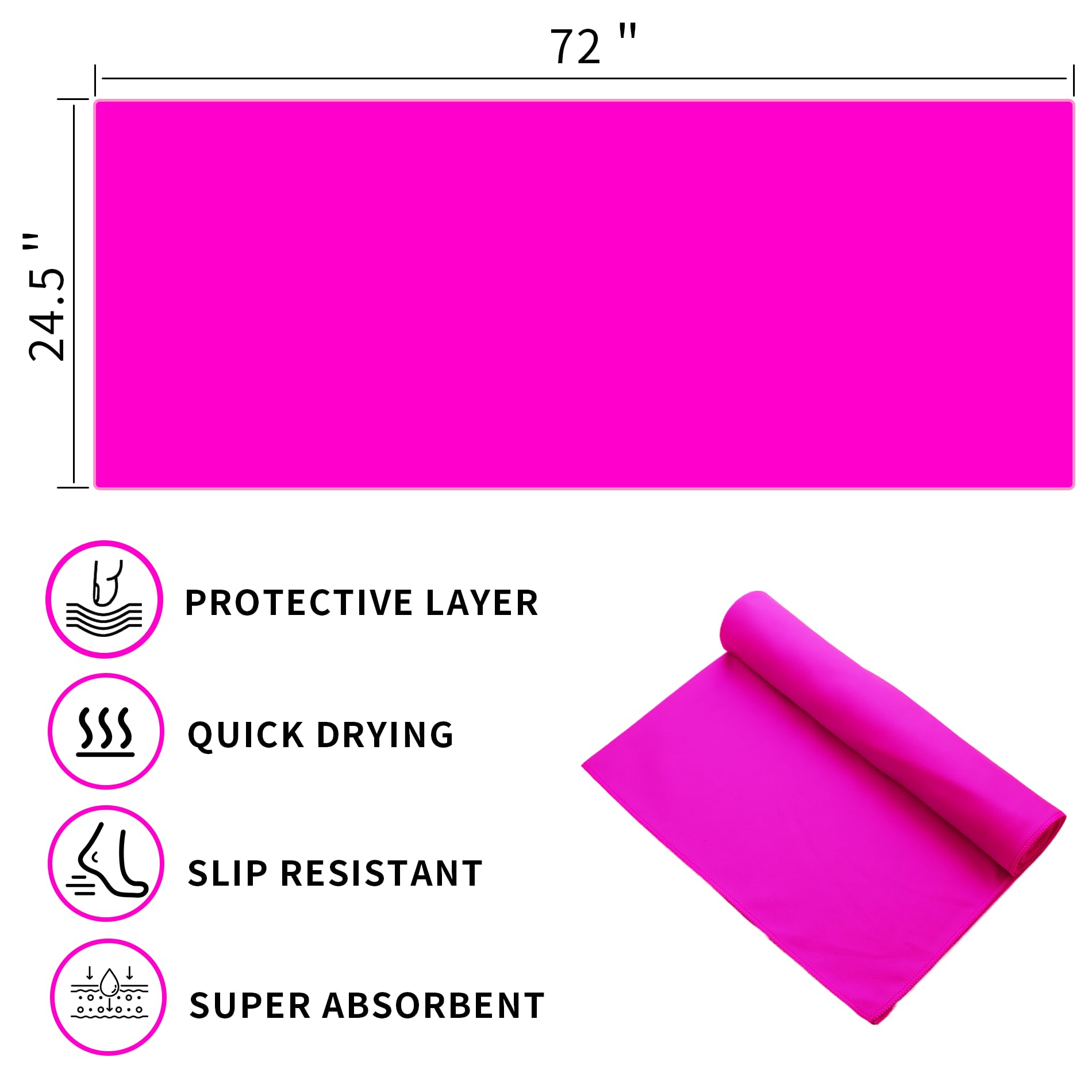 MIAOMIAO Non-Slip Hot Yoga Towel Set,Super Absorbent Microfiber in, 24.5" x 72" - Anti-Slip, Injury