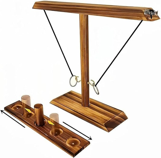 Ring Toss Game, Ring Throwing Game with Shot Put, Hook and Ring Throwing Game for Adults Kids, Fun Hook and Ring Game with Ladder