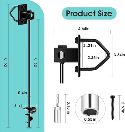 26" Ground Anchors Screw-in Payivsve, Multi-Purpose Trampoline Stakes Heavy Duty, 3" Wider Spiral Mobile Home Anchors Hurricane Earth Anchor for Trampoline, Shed, Swing Sets, Carports(26"-2pcs)