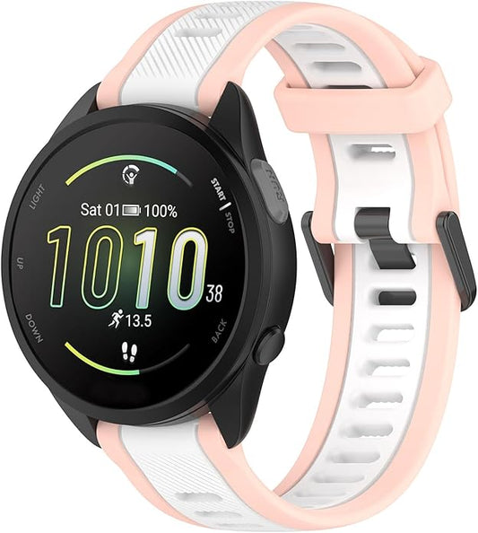 Compatible with Garmin Forerunner 165 Watch Band, 20mm Width Silicone Replacement Bands for Garmin Vivoactive 3 / Vivoactive 5 / Forerunner 55, 245, 645 Music Smartwatch