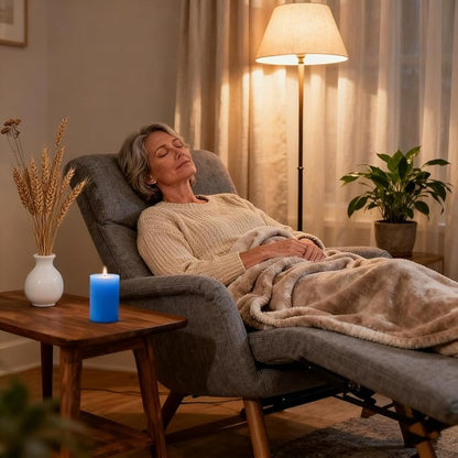 6 Packs Unscented 2.75x4 Inch Light Blue Pillar Candles, Non-Toxic Dripless Cylinder Wax Colored Candles for Home Table Holiday Party Spa Decor Emergency Power Outage