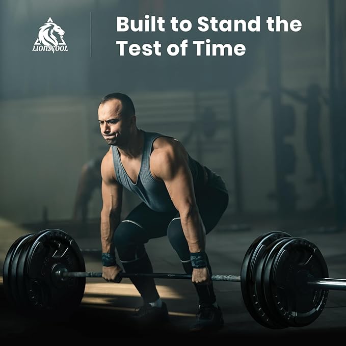 LIONSCOOL 2-Inch Rubber Olympic Grip Weight Plates for Strength Training, Weightlifting, Solid Cast Iron Plate for Barbell in Single/Pair/Set for Home & Gym (2.5-45LB), One Year Warranty