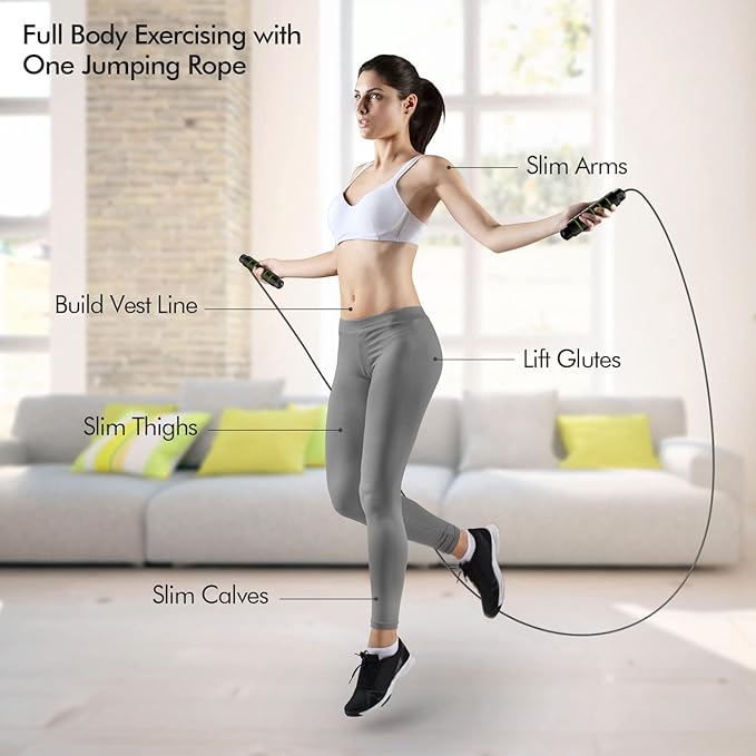 Jump Rope, Tangle-Free Rapid Speed Jumping Rope Cable with Ball Bearings for Women, Men, and Kids, Adjustable Steel Jump Rope with Foam Handles for Home Gym Exercise Fitness Workout Equipment & Slim Body
