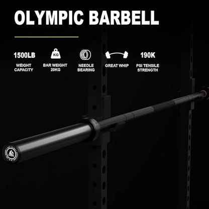 LIONSCOOL 7FT Olympic Barbell for Weightlifting, Power Lifting, 2 Inch Strength Training Bar for Squats, Deadlifts, Presses, Rows, Curls - 700lbs/1000lbs/1500lbs Capacity